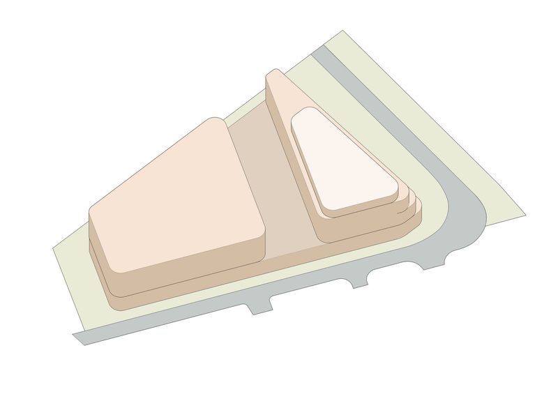 Volume study, office building in Ghent, step 1